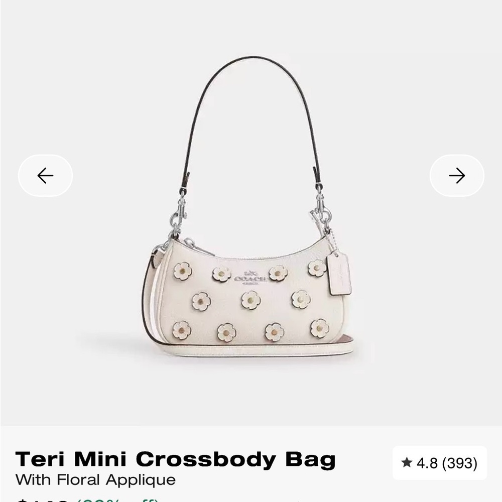 Coach White Mini Bag with Floral Details
